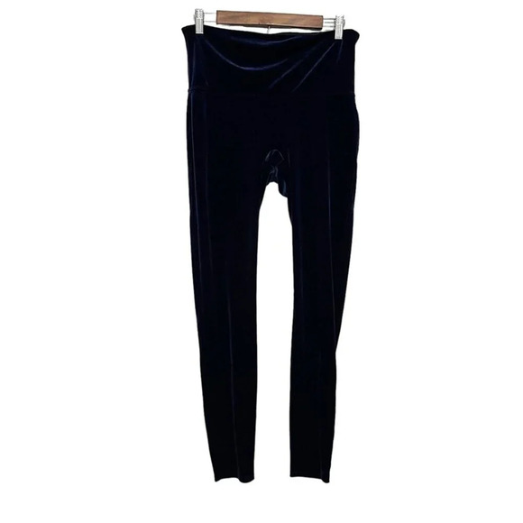 Spanx Velvet Leggings Stretch Elastic Waist Pants Lapis Night Size XL - Picture 2 of 9